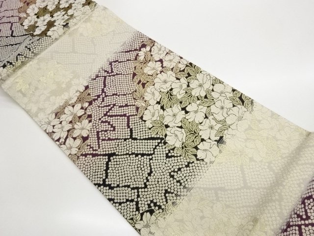 JAPANESE KIMONO / FUKURO OBI / WOVEN FLOWER 